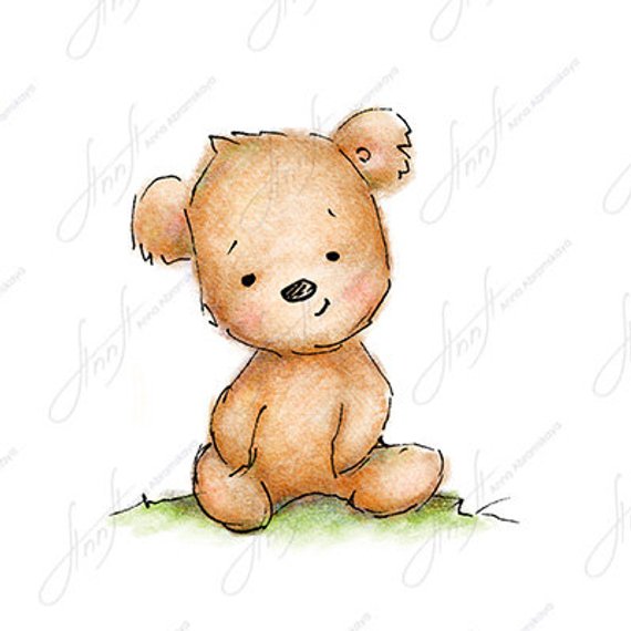 570x570 The Drawing Of Cute Teddy Bear Printable Art Digital File Etsy - Teddy Bear Drawing