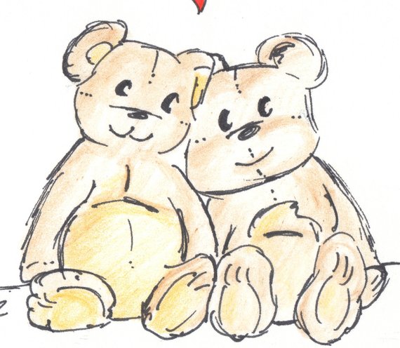 570x496 bear card happy anniversary card old teddy bears drawing etsy - Teddy Bear Drawing