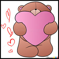 200x200 How To Draw Teddy Bears With Hearts With Easy Step - Teddy Bear Drawing Images
