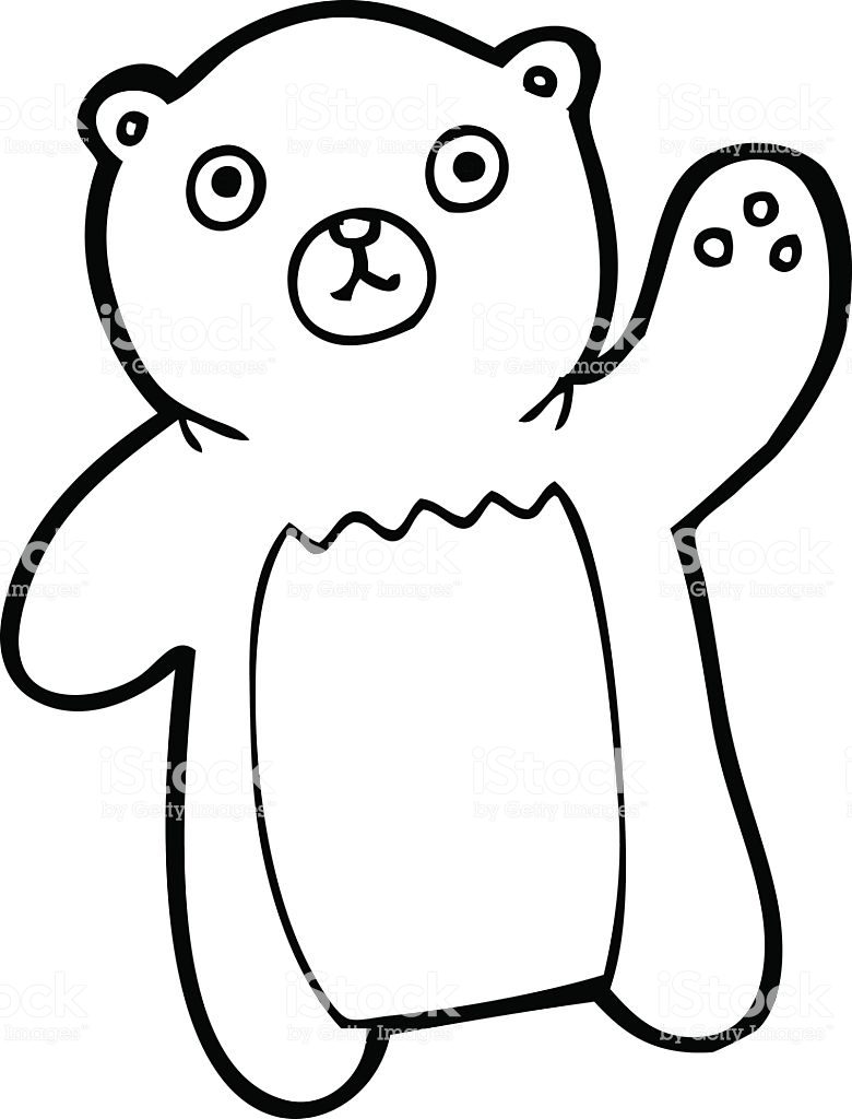 780x1024 Excellent Teddy Bear Outline Drawing Line Cartoon Waving Stock - Teddy Bear Drawing Outline