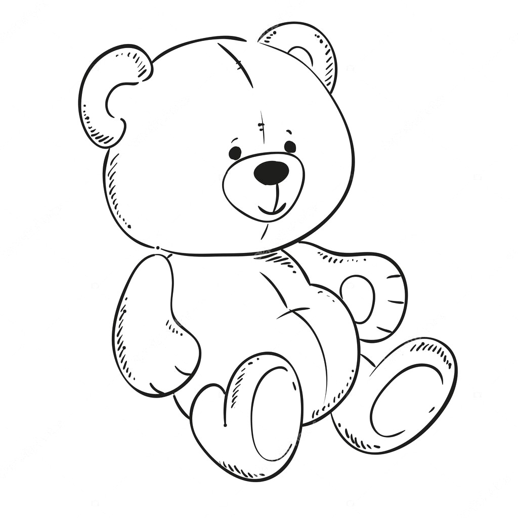 Line Drawing Cute Teddy Bear Sketch Images - Foto Kolekcija