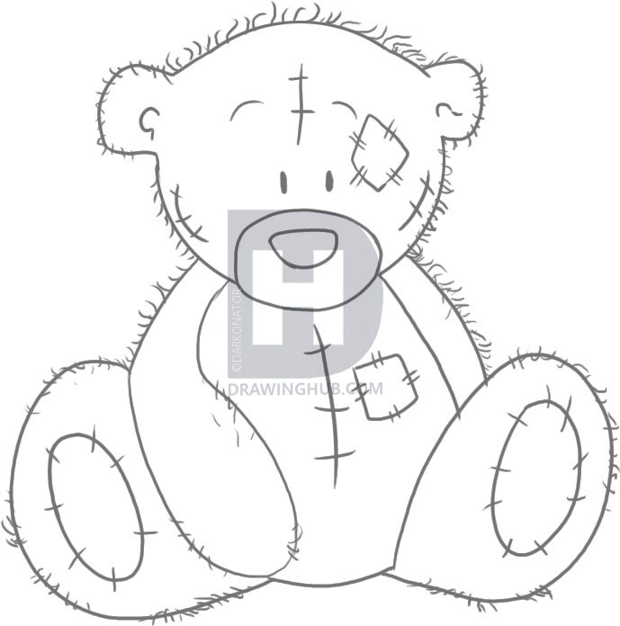 689x696 How To Draw Tatty Teddy The Me To You Bear, Step - Teddy Bear Drawing Step By Step