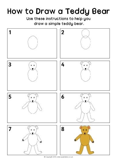 407x576 how to draw a teddy bear instructions sheet - Teddy Bear Drawing Step By Step