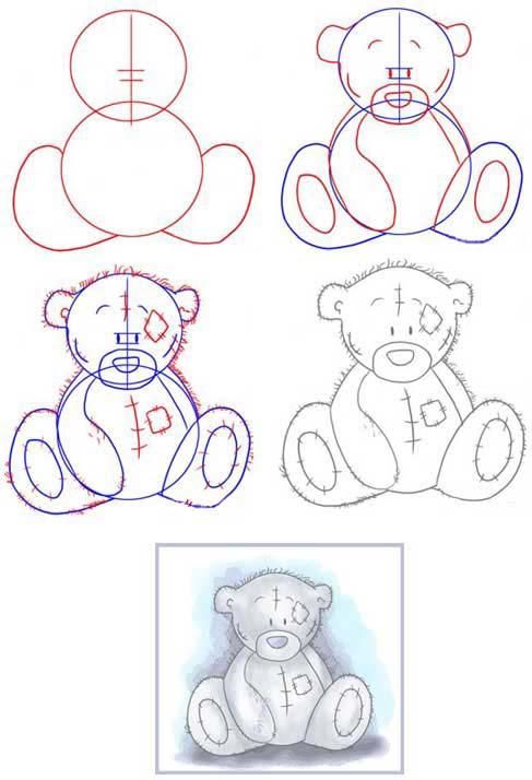 487x714 Cute Teddy Bear Drawings Step - Teddy Bear Drawing Step By Step