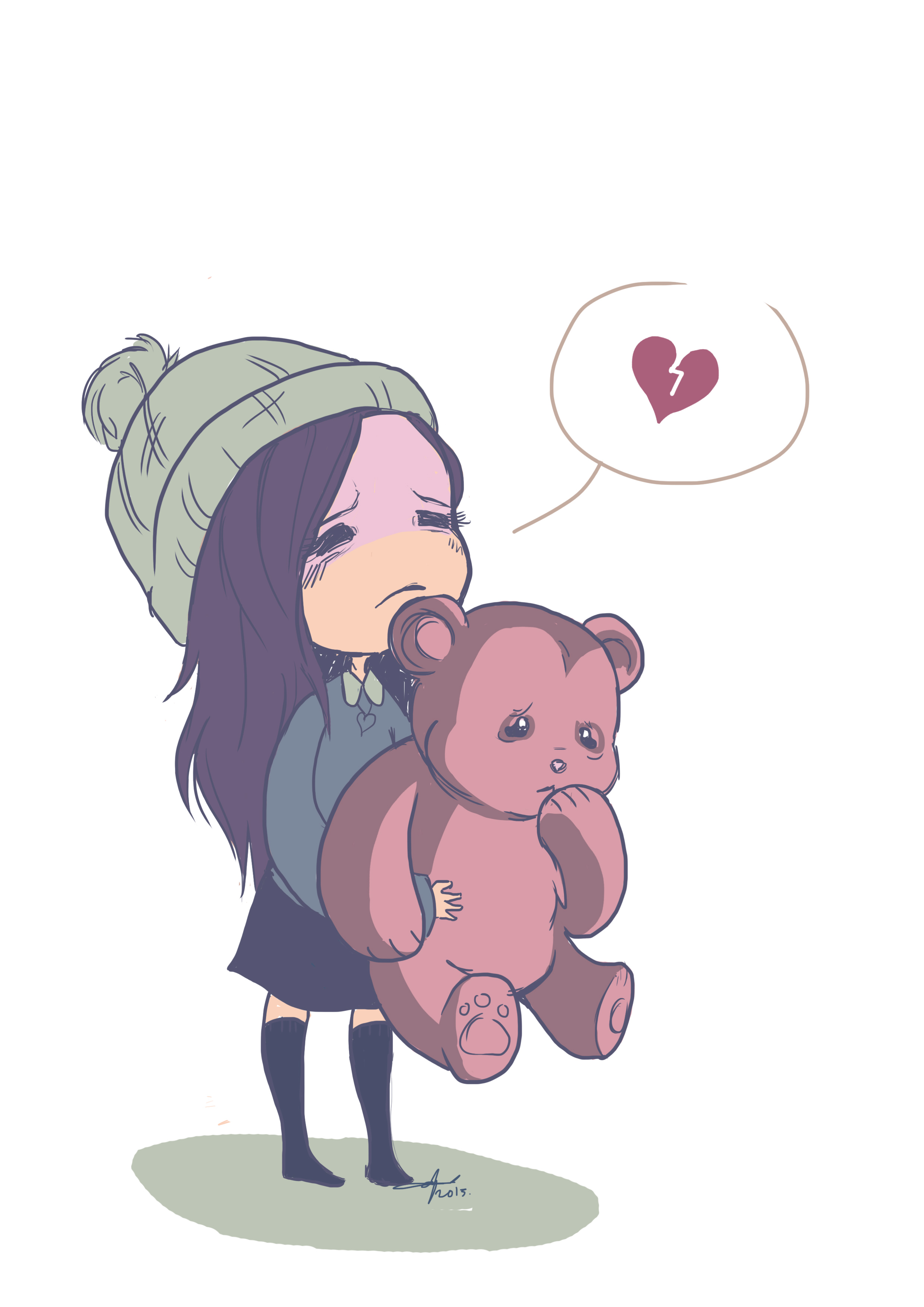 2480x3508 Broken Heart Teddy Bear Drawing - Teddy Bear Drawing With Heart