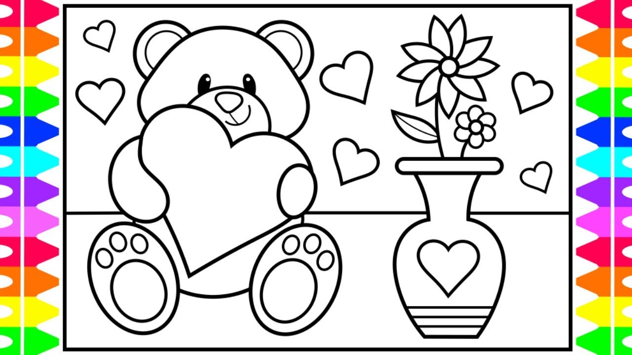 1280x720 How To Draw A Cute Teddy Bear Holding A Heart Day - Teddy Bear Drawing With Heart