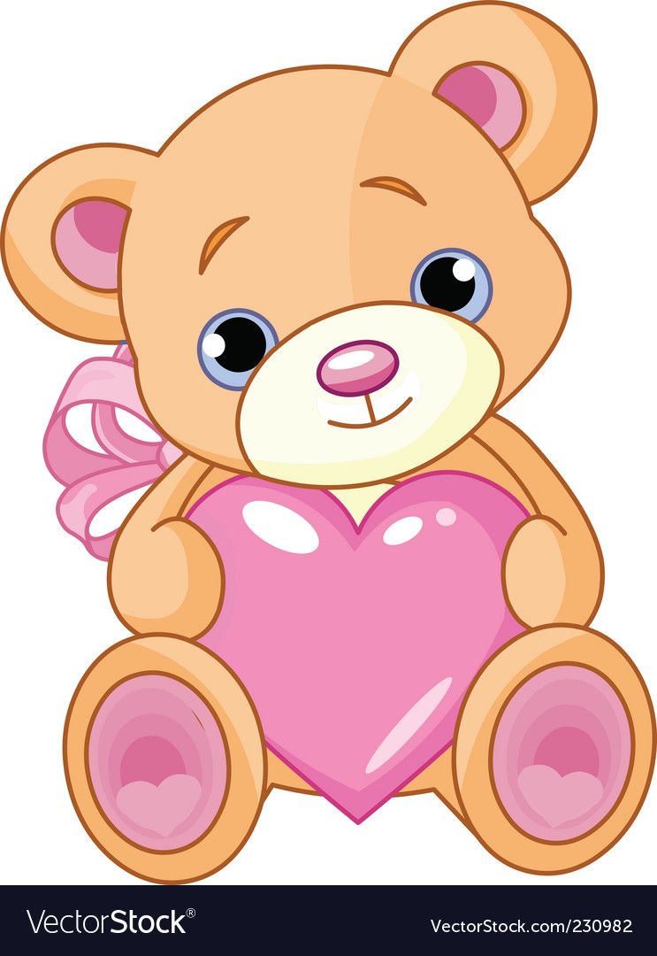 743x1080 Bear With Heart Vector Image On Clip Art Work Teddy Bear - Teddy Bear Drawing With Heart