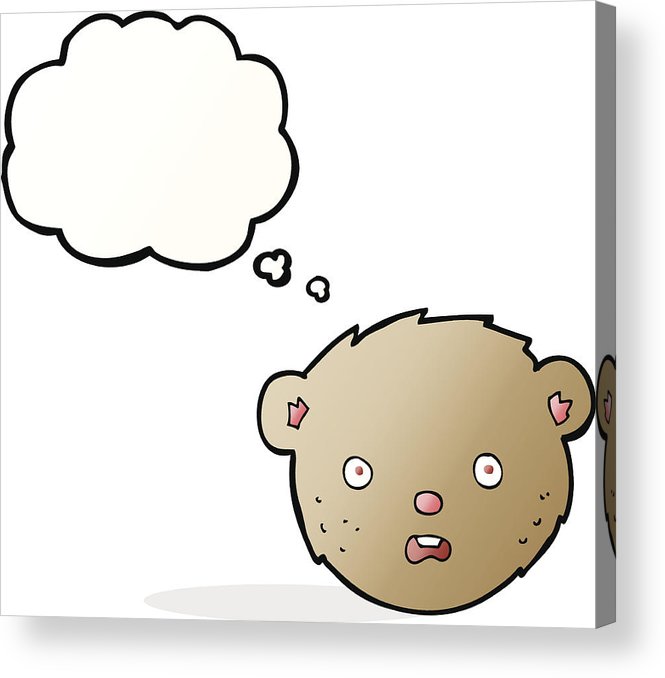 665x678 cartoon teddy bear face with thought bubble acrylic print - Teddy Bear Face Drawing