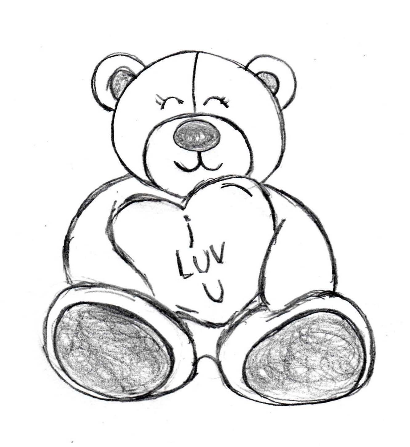 1332x1452 Easy Teddy Bear Drawing Step - Teddy Bear For Drawing