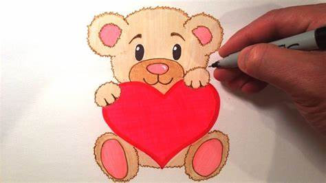 474x266 teddy bear drawing with heart cute teddy bear heart drawing cute - Teddy Bear For Drawing