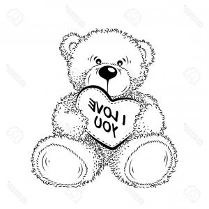 300x300 stock illustration cute teddy bear holding red sohadacouri - Teddy Bear Holding A Heart Drawing