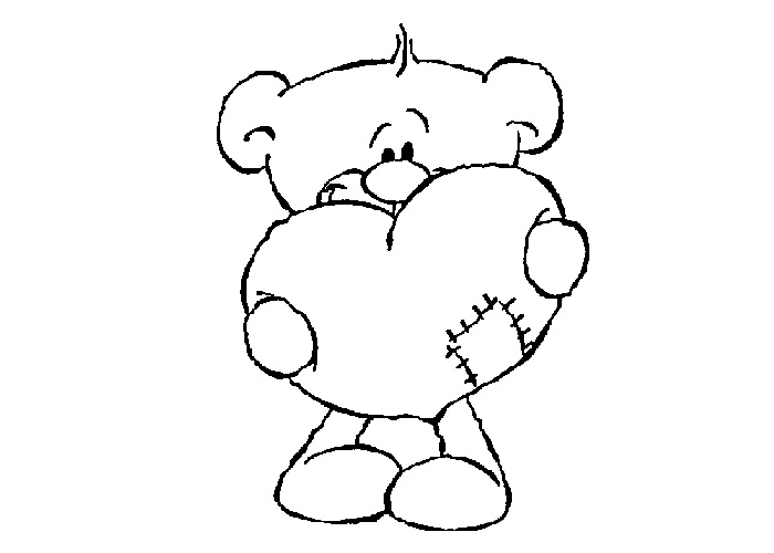 700x500 Teddy Bear With Heart Coloring Pages - Teddy Bear Holding A Heart Drawing