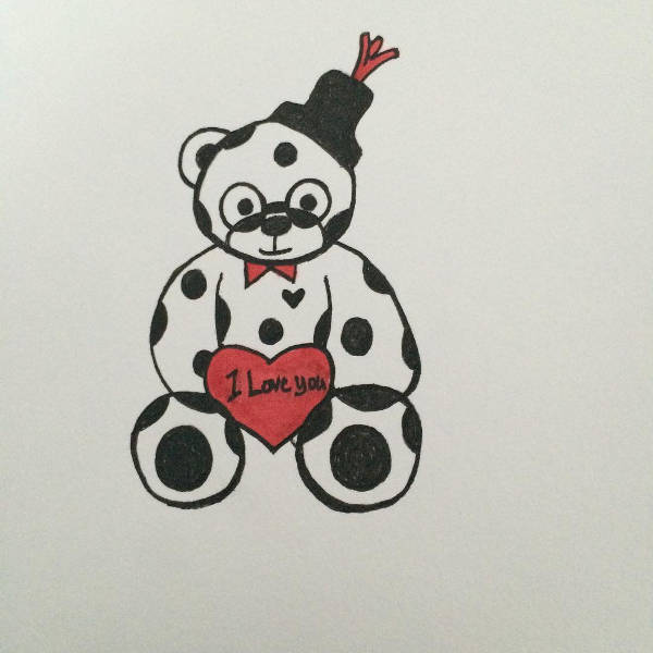 600x600 Teddy Bear Drawings - Teddy Bear Holding A Heart Drawing