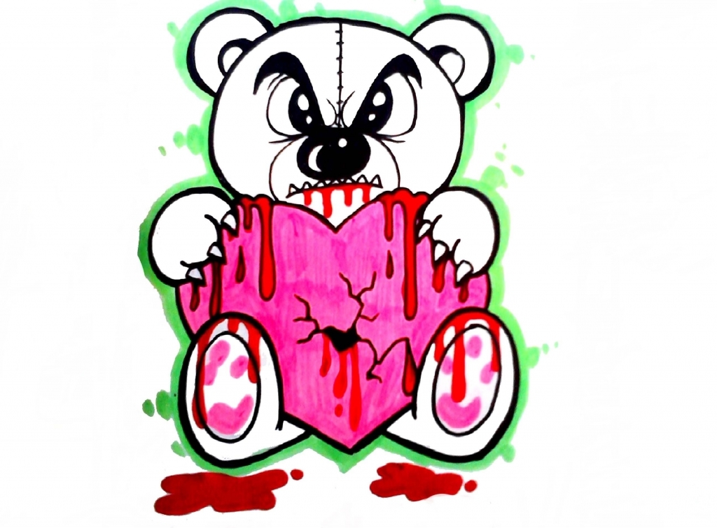 1024x755 How To Draw A Teddy Bear Easy - Teddy Bear Holding A Heart Drawing