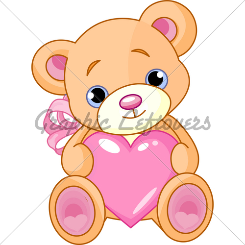 Cute Teddy Bear Drawing With Heart - Foto Kolekcija