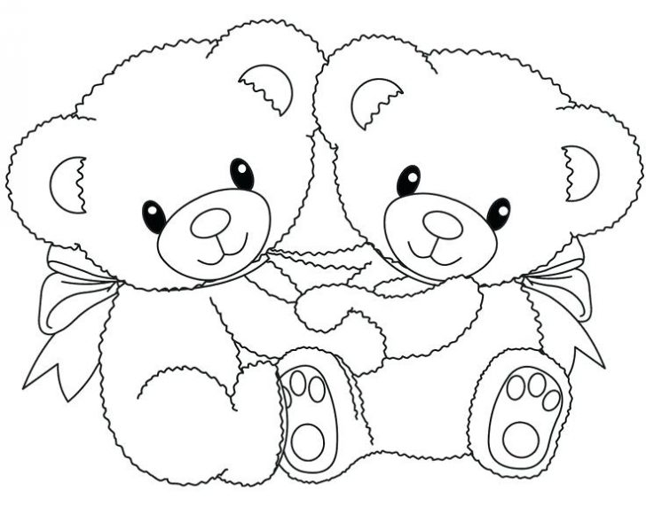 728x589 Coloring Pages For Kids Animals Unicorn Girls Printable Valentines - Teddy Bear Holding A Heart Drawing