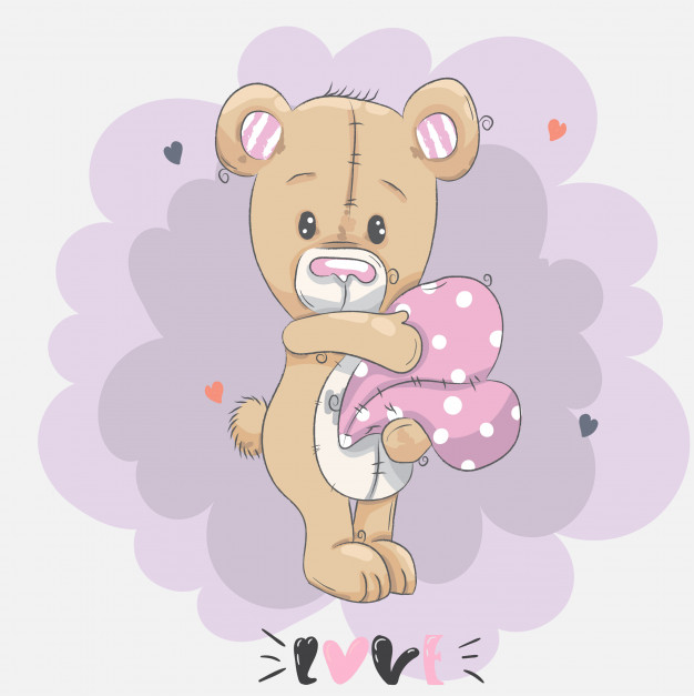 Teddy Bear Holding A Heart Drawing at