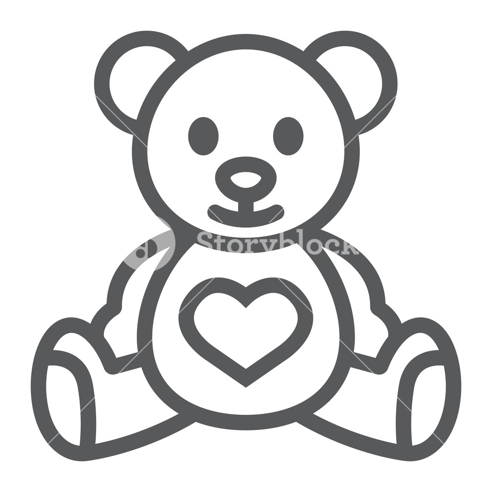 1000x1000 Teddy Bear Line Icon, Child And Toy, Animal Sign, Vector Graphics - Teddy Bear Line Drawing