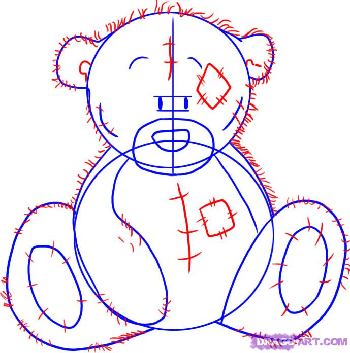 689x696 how to draw tatty teddy the me to you bear, step - Teddy Drawing