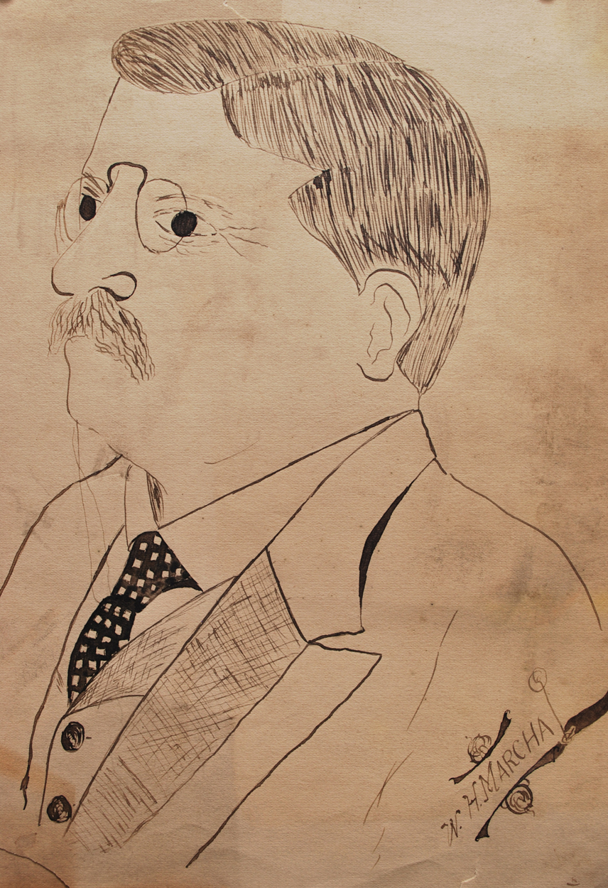 856x1250 teddy roosevelt signed drawing agent gallery chicago - Teddy Roosevelt Drawing