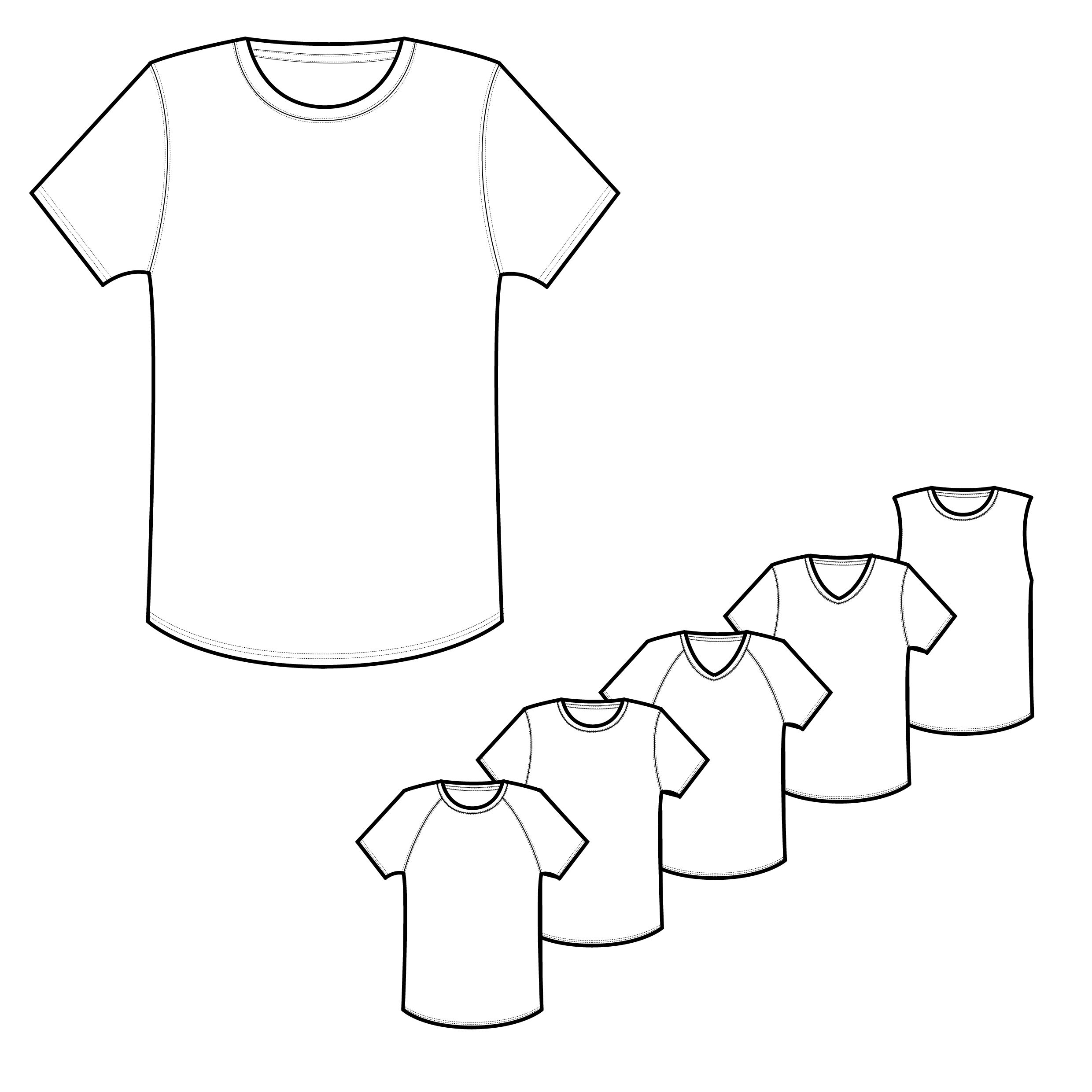 2480x2480 Mens Classic Raglan Tee Shirt Technical Drawings - Tee Shirt Drawing