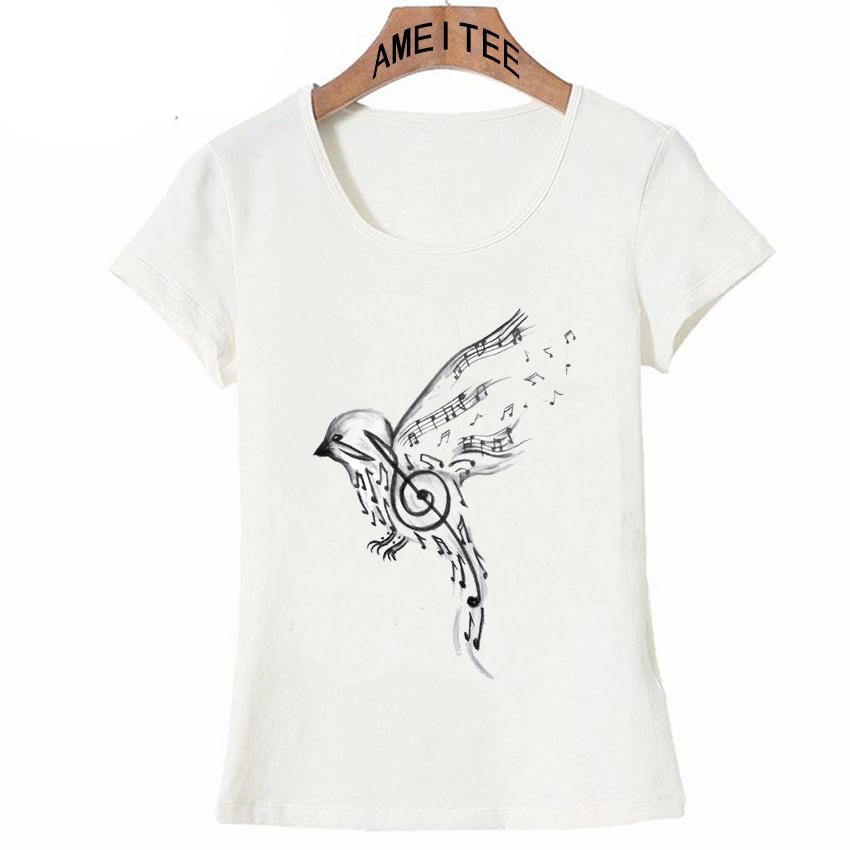 850x850 pencil drawing musical bird painting t shirt summer women t shirt - Tee Shirt Drawing