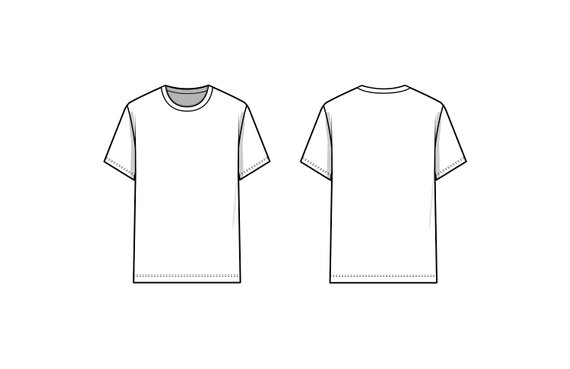 570x369 T Shirt Flat Drawing Etsy - Tee Shirt Drawing
