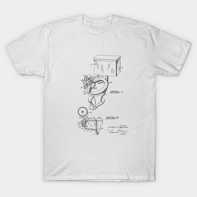 630x630 Toilet Bowl Vintage Patent Hand Drawing - Tee Shirt Drawing
