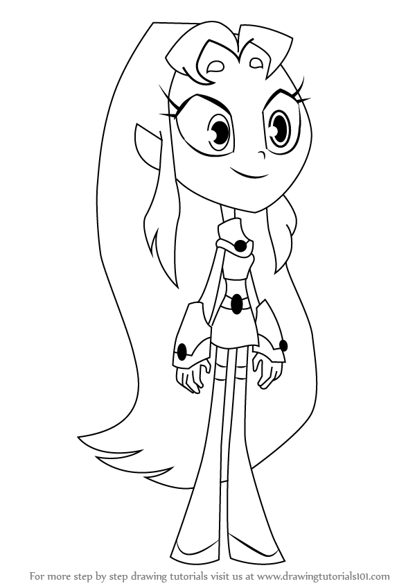 599x845 learn how to draw starfire from teen titans go - Teen Titans Drawing