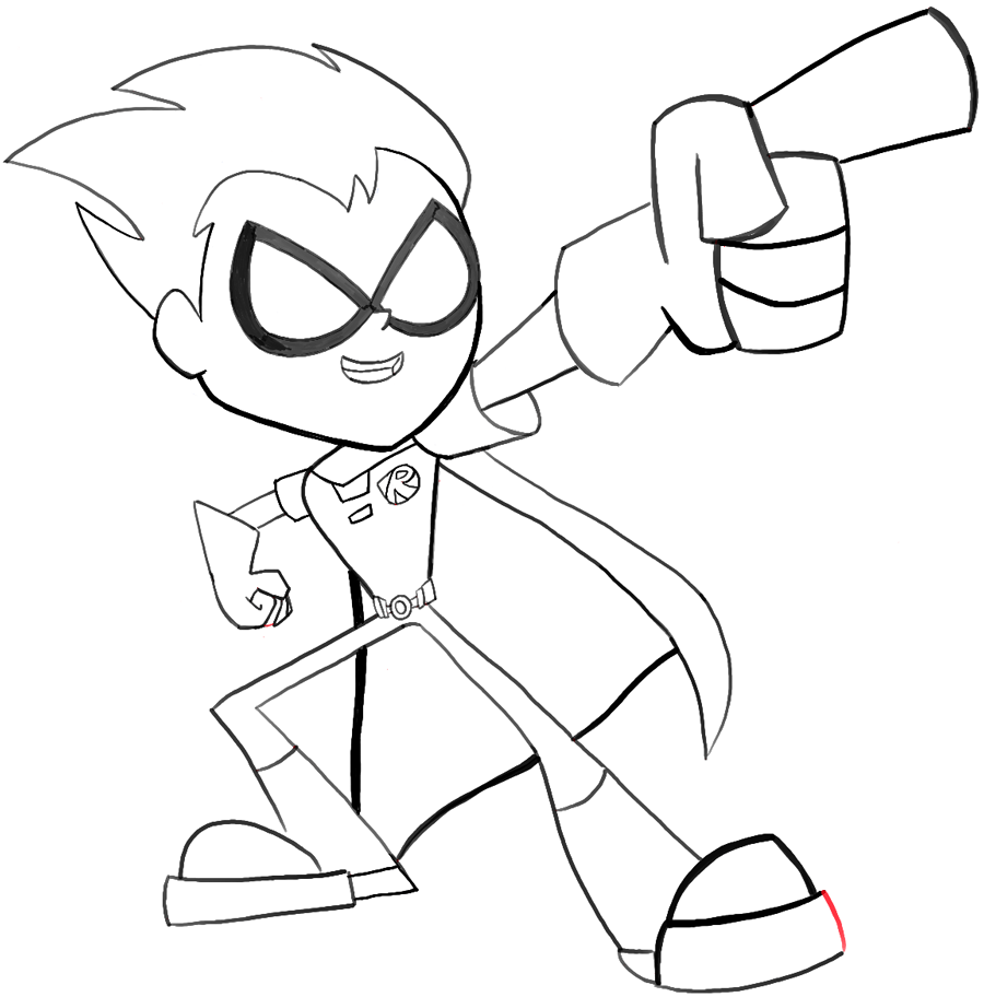 900x912 how to draw robin from teen titans go with easy steps tutorial - Teen Titans Drawing