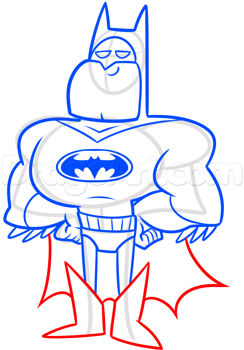 813x1166 draw batman from teen titans go, step - Teen Titans Go Drawing