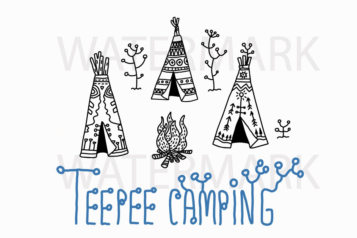1200x800 Teepee Camping Ground - Teepee Drawing
