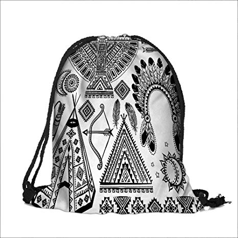 466x466 draw pocket polyester backpack native american feather - Teepee Tent Drawing