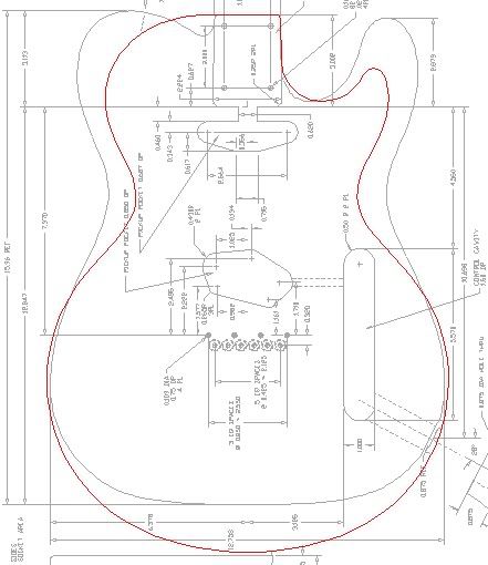 441x510 printable guitar template pdf - Telecaster Drawing
