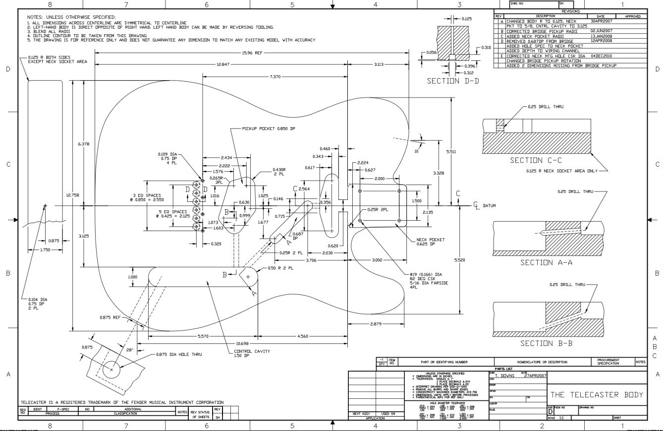 1338x871 telecaster body drawing i found! greavesguitar - Telecaster Drawing