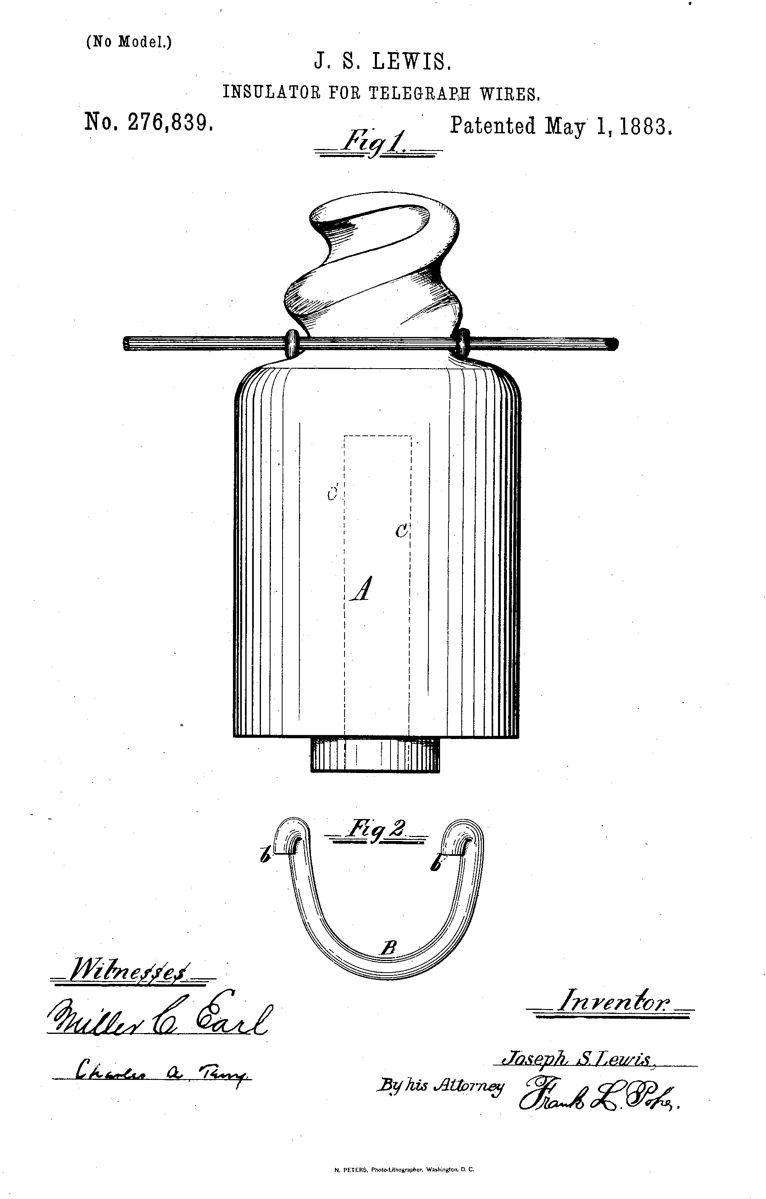 766x1199 Fileinsulator For Telegraph Wires Patent Drawing - Telegraph Drawing