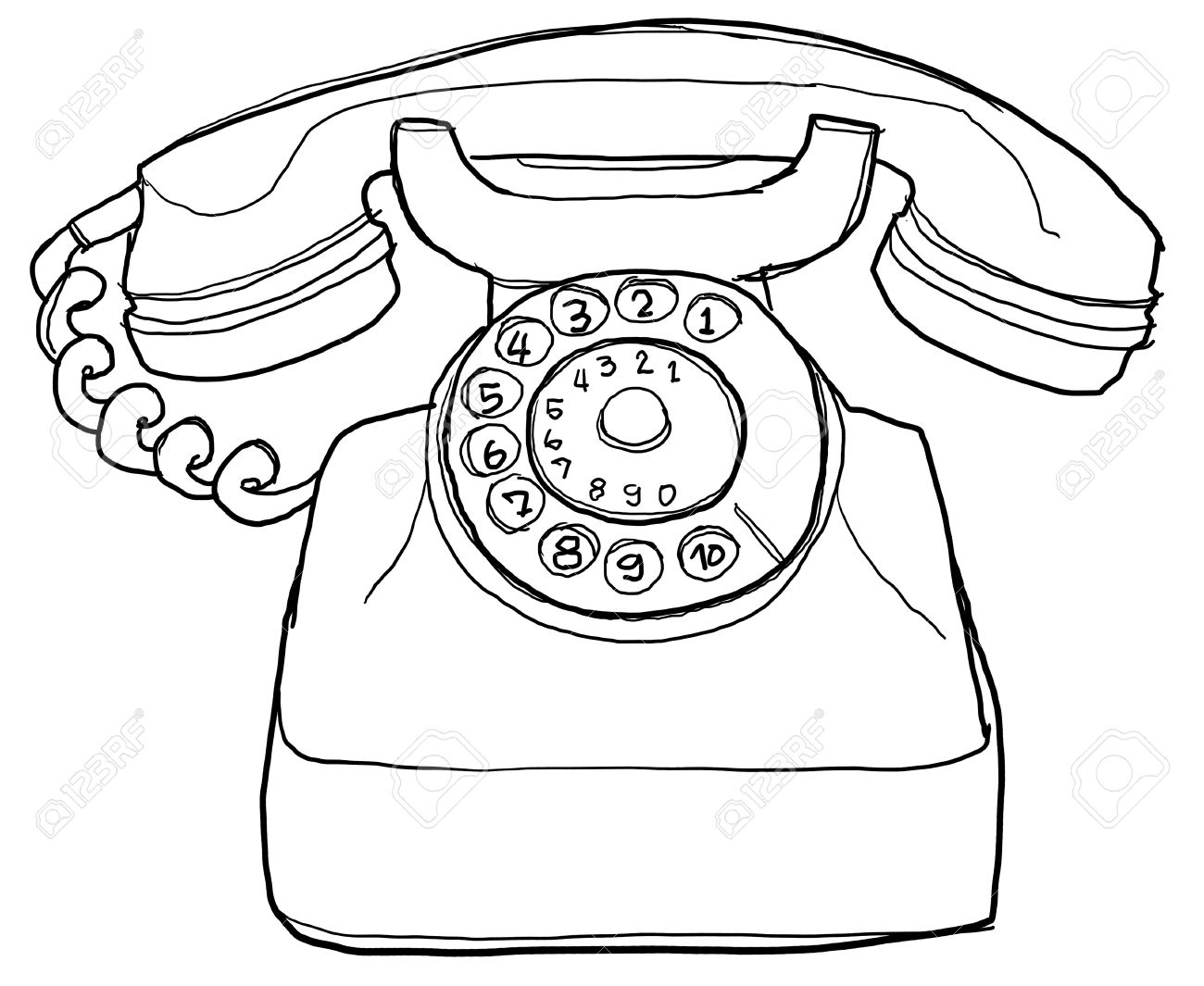1300x1065 telephone drawing sketch vintage for free download - Telephone Drawing