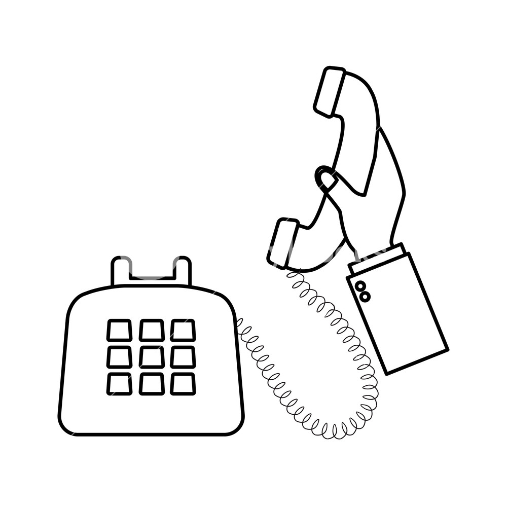 1000x1000 telephone assistance icon drawing in white background vector - Telephone Drawing