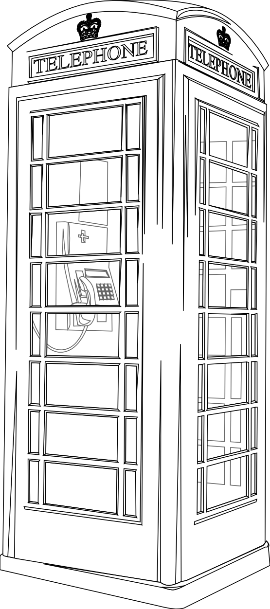 555x1252 Telephone Box - Telephone Line Drawing