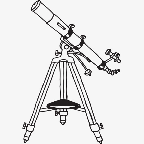 500x500 learning materials,desk,learn,textbook,school bag,pen,line drawing - Telescope Drawing