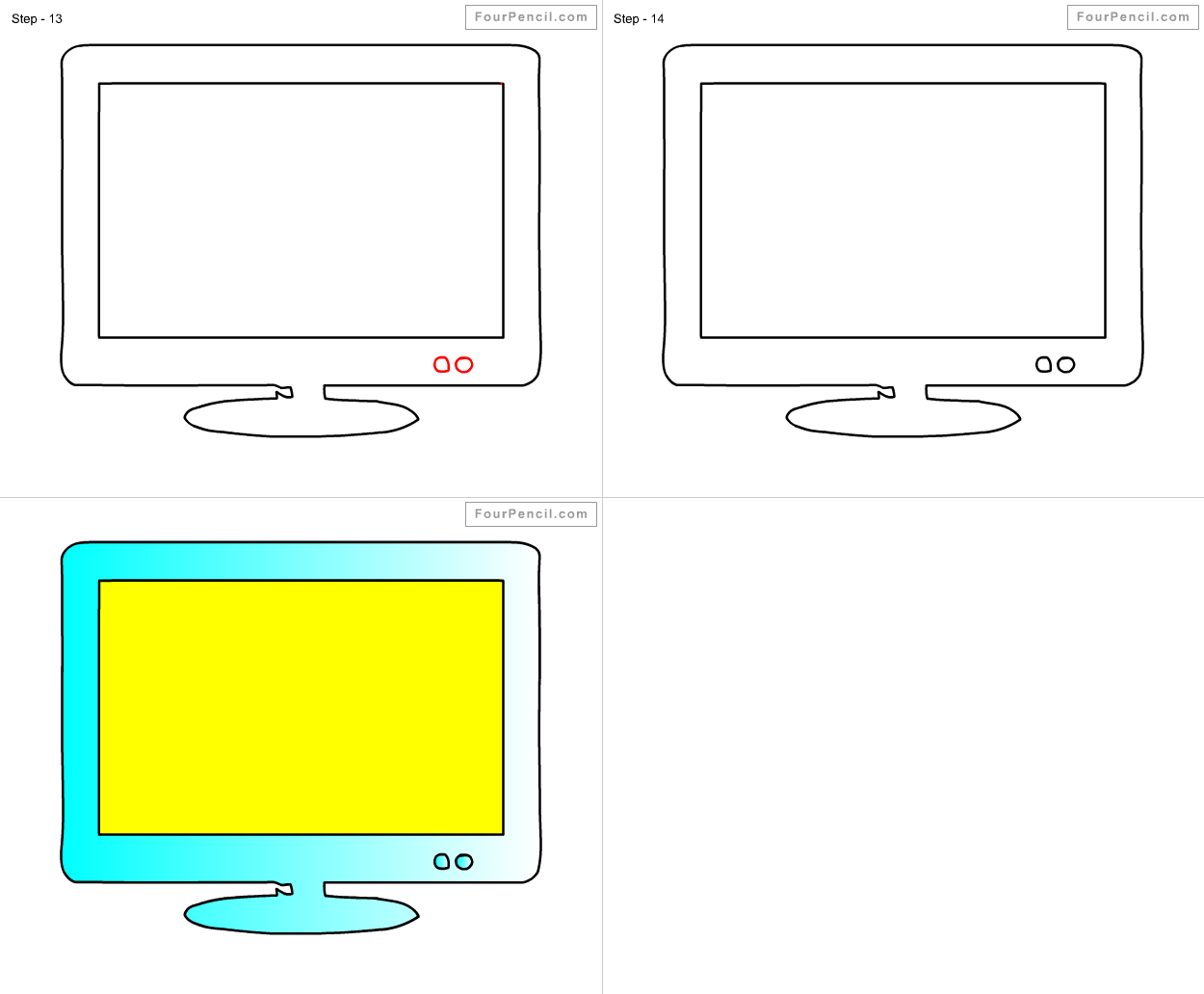1250x1032 how to draw television for kids step - Television Drawing