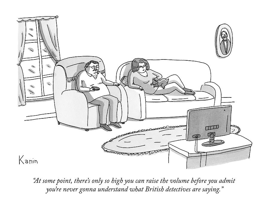 900x689 a husband and wife watch television drawing - Television Drawing