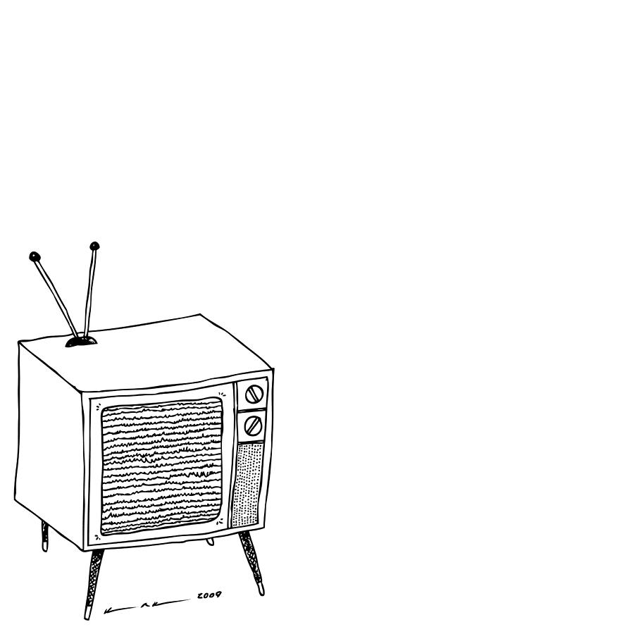 900x900 classic television set drawing - Television Drawing