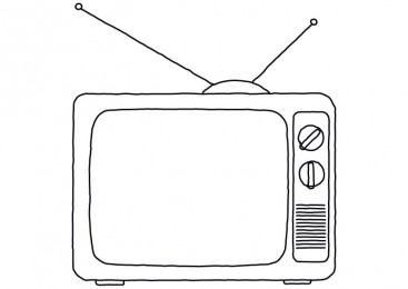 367x260 Hand Drawn Line Art Old Tv - Television Set Drawing