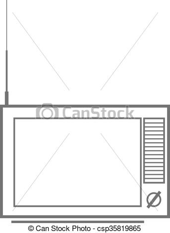 343x470 Old Tv Set Vector Illustration Clip Art Vector - Television Set Drawing