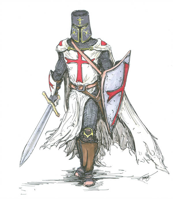 600x687 templar knight in battle dress - Templar Drawing