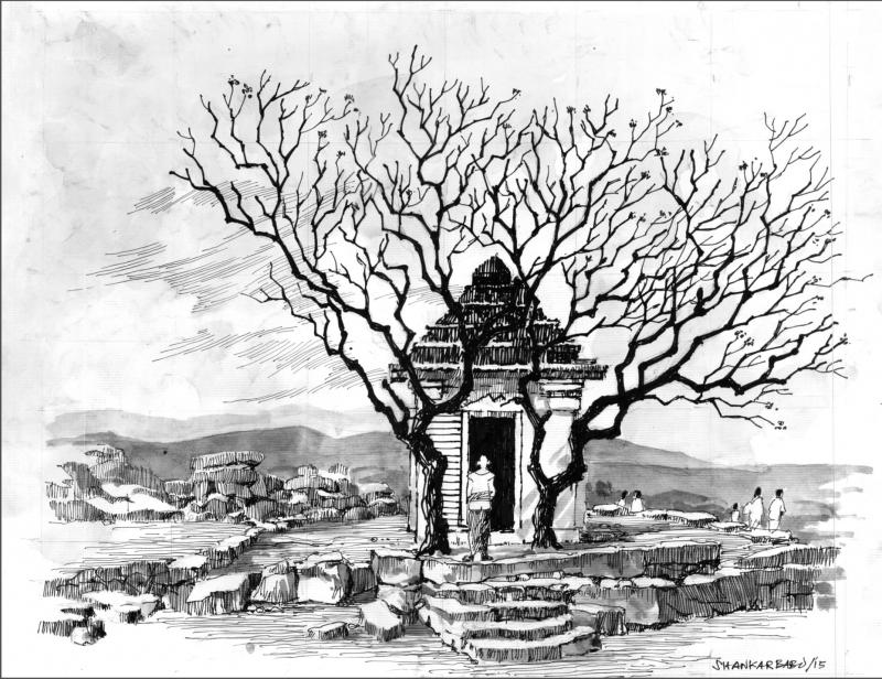 800x616 Mandir - Temple Drawing