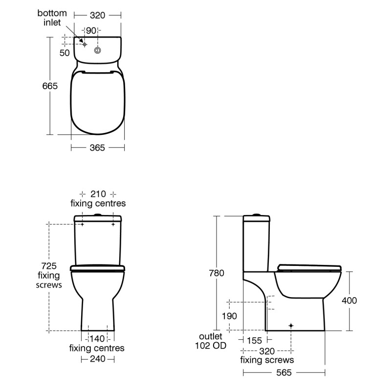 800x800 Tempo Open Back Toilet - Tempo Drawing