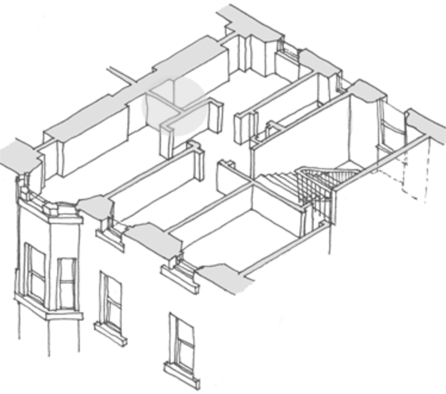 905x800 Stone Tenement Structure - Tenement Drawing