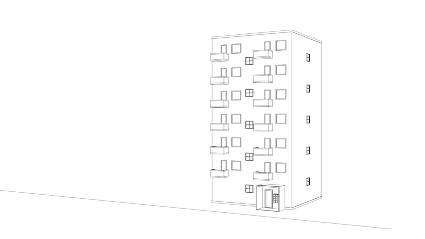 852x480 Animated Drawing Of A Tenement Stock Footage Video - Tenement Drawing